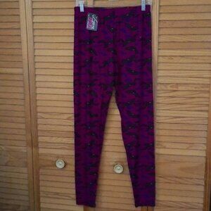 Legging Army NWT Purple and Black Bat Print Halloween Leggings PS 14-20